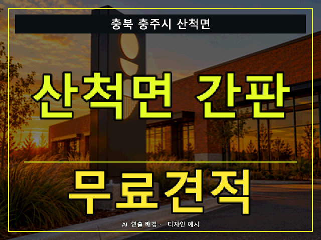 충북 충주시 산척면 간판 제작 무료견적 안내 썸네일 · AI 연출 배경