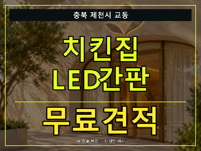 충북 제천시 교동 치킨집 LED간판 무료견적 안내 썸네일 · AI 연출 배경