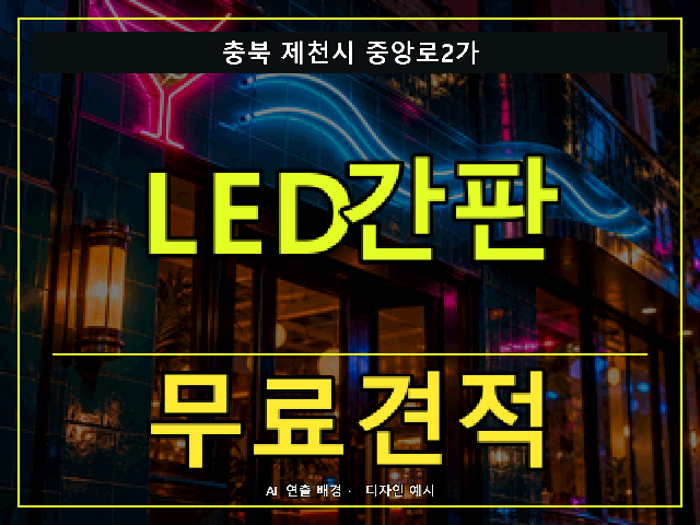 충북 제천시 중앙로2가 LED간판 무료견적 안내 썸네일 · AI 연출 배경