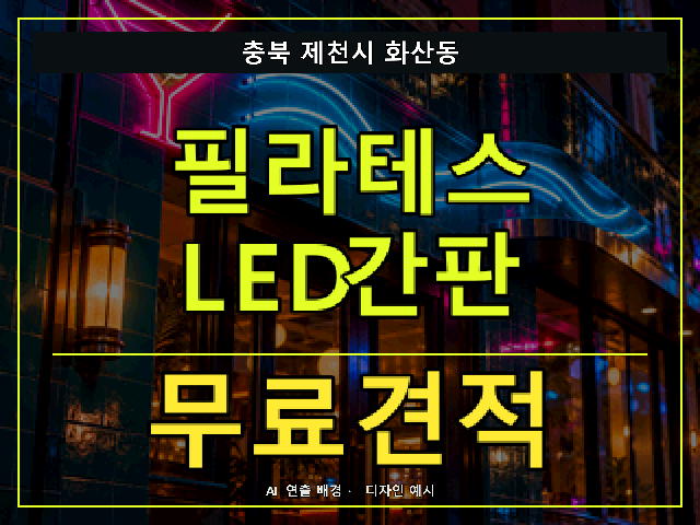 충북 제천시 화산동 필라테스 LED간판 무료견적 안내 썸네일 · AI 연출 배경