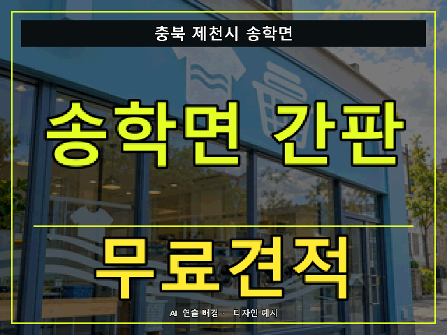 충북 제천시 송학면 간판 제작 무료견적 안내 썸네일 · AI 연출 배경