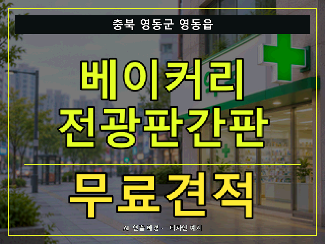 충북 영동군 영동읍 베이커리 전광판간판 무료견적 안내 썸네일 · AI 연출 배경