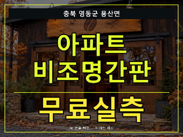충북 영동군 용산면 아파트 비조명간판 무료실측 안내 썸네일 · AI 연출 배경