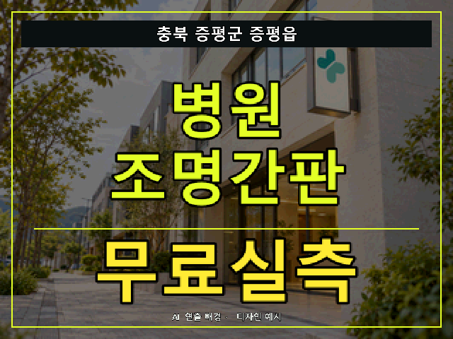 충북 증평군 증평읍 병원 조명간판 무료실측 안내 썸네일 · AI 연출 배경