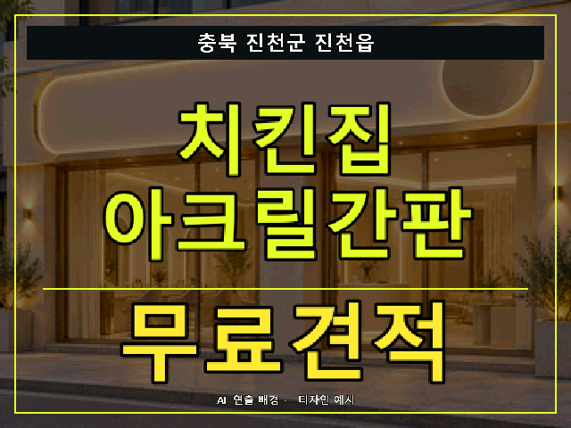 충북 진천군 진천읍 치킨집 아크릴간판 무료견적 안내 썸네일 · AI 연출 배경