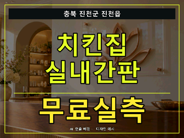 충북 진천군 진천읍 치킨집 실내간판 무료실측 안내 썸네일 · AI 연출 배경