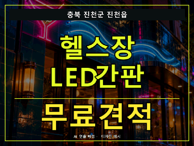충북 진천군 진천읍 헬스장 LED간판 무료견적 안내 썸네일 · AI 연출 배경