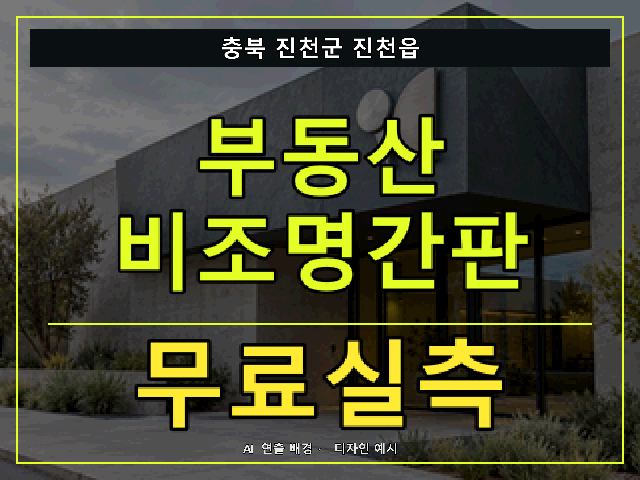 충북 진천군 진천읍 부동산 비조명간판 무료실측 안내 썸네일 · AI 연출 배경