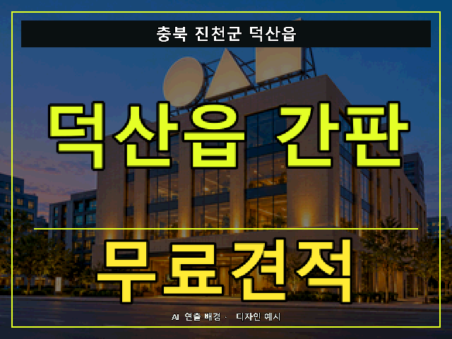충북 진천군 덕산읍 간판 제작 무료견적 안내 썸네일 · AI 연출 배경