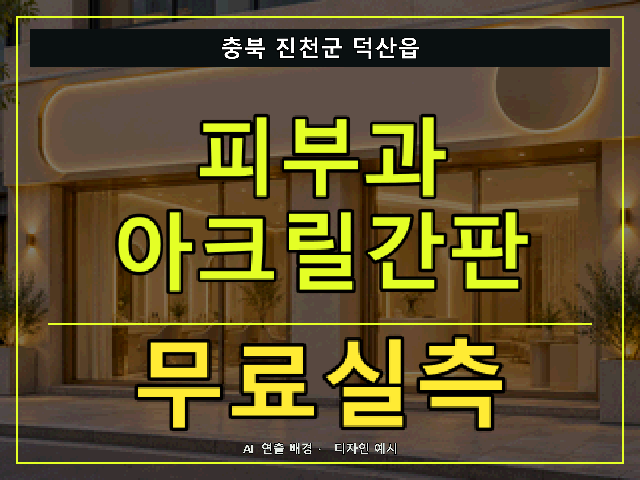 충북 진천군 덕산읍 피부과 아크릴간판 무료실측 안내 썸네일 · AI 연출 배경