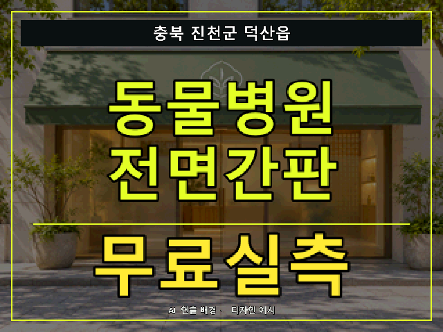 충북 진천군 덕산읍 동물병원 전면간판 무료실측 안내 썸네일 · AI 연출 배경