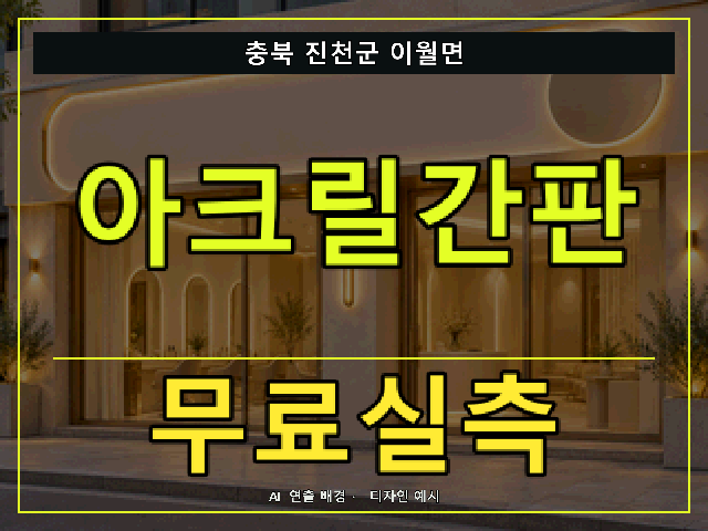 충북 진천군 이월면 아크릴간판 무료실측 안내 썸네일 · AI 연출 배경