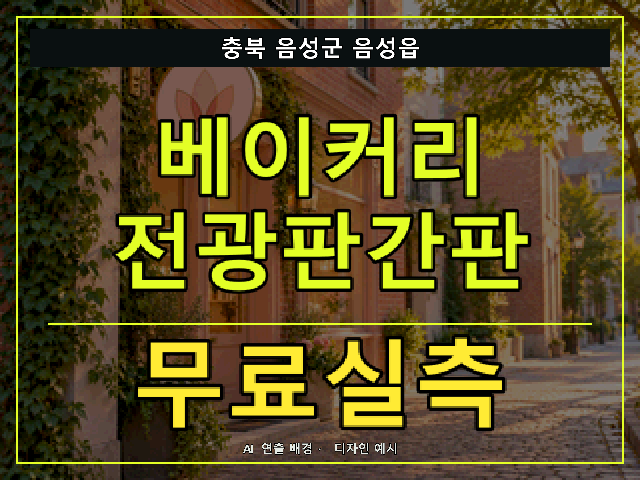 충북 음성군 음성읍 베이커리 전광판간판 무료실측 안내 썸네일 · AI 연출 배경
