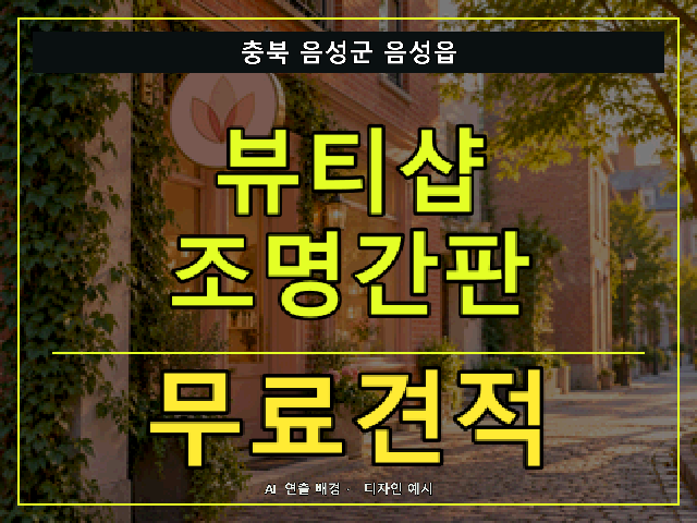 충북 음성군 음성읍 뷰티샵 조명간판 무료견적 안내 썸네일 · AI 연출 배경