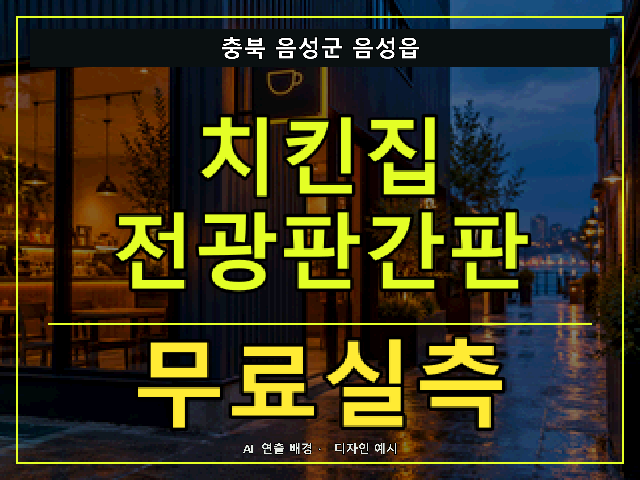 충북 음성군 음성읍 치킨집 전광판간판 무료실측 안내 썸네일 · AI 연출 배경