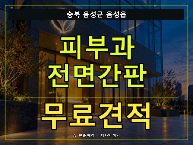 충북 음성군 음성읍 피부과 전면간판 무료견적 안내 썸네일 · AI 연출 배경