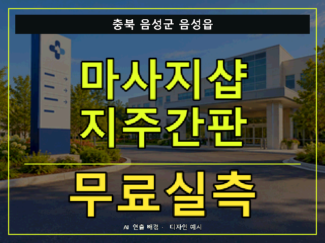 충북 음성군 음성읍 마사지샵 지주간판 무료실측 안내 썸네일 · AI 연출 배경