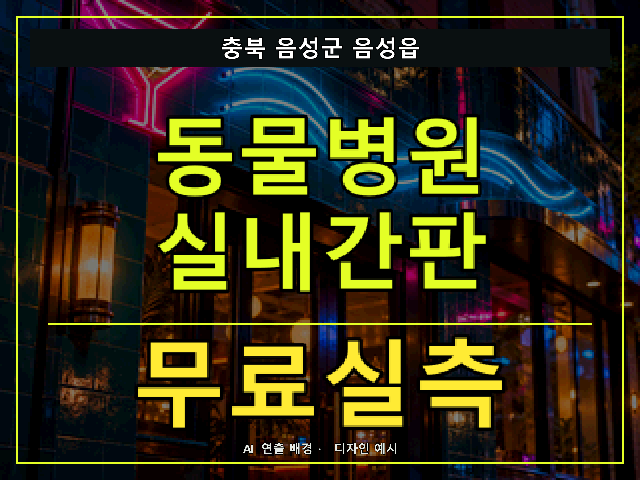 충북 음성군 음성읍 동물병원 실내간판 무료실측 안내 썸네일 · AI 연출 배경