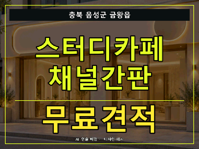 충북 음성군 금왕읍 스터디카페 채널간판 무료견적 안내 썸네일 · AI 연출 배경