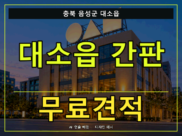 충북 음성군 대소읍 간판 제작 무료견적 안내 썸네일 · AI 연출 배경