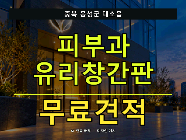 충북 음성군 대소읍 피부과 유리창간판 무료견적 안내 썸네일 · AI 연출 배경