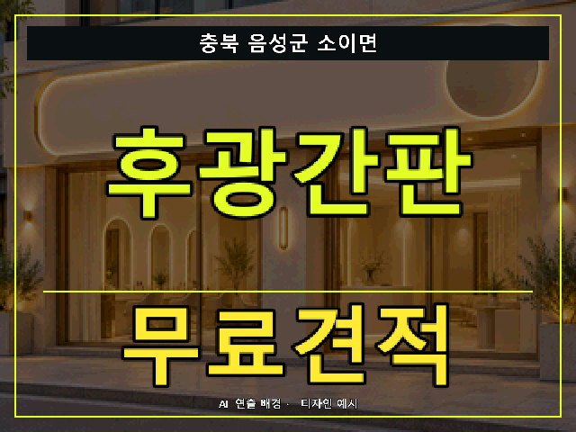 충북 음성군 소이면 후광간판 무료견적 안내 썸네일 · AI 연출 배경