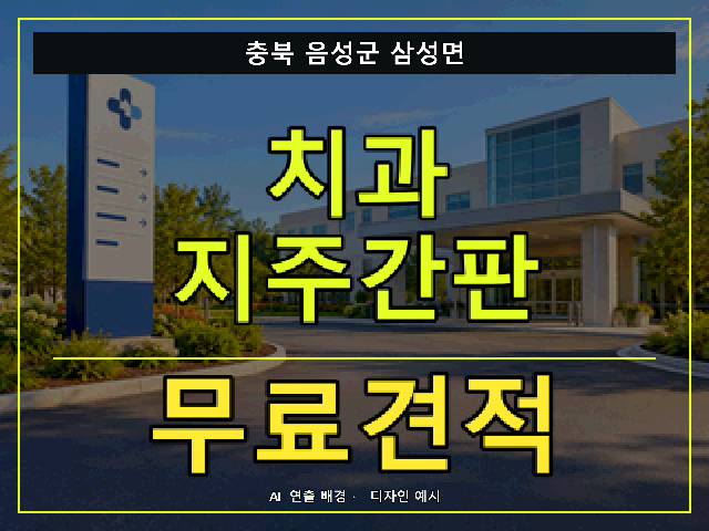 충북 음성군 삼성면 치과 지주간판 무료견적 안내 썸네일 · AI 연출 배경