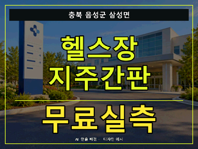 충북 음성군 삼성면 헬스장 지주간판 무료실측 안내 썸네일 · AI 연출 배경