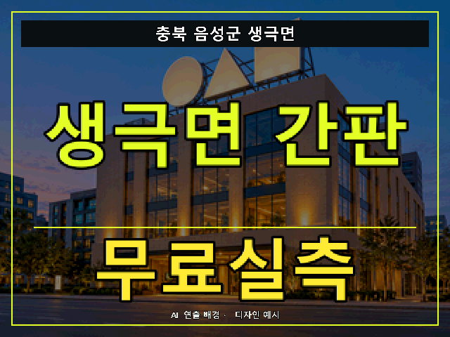 충북 음성군 생극면 간판 제작 무료실측 안내 썸네일 · AI 연출 배경