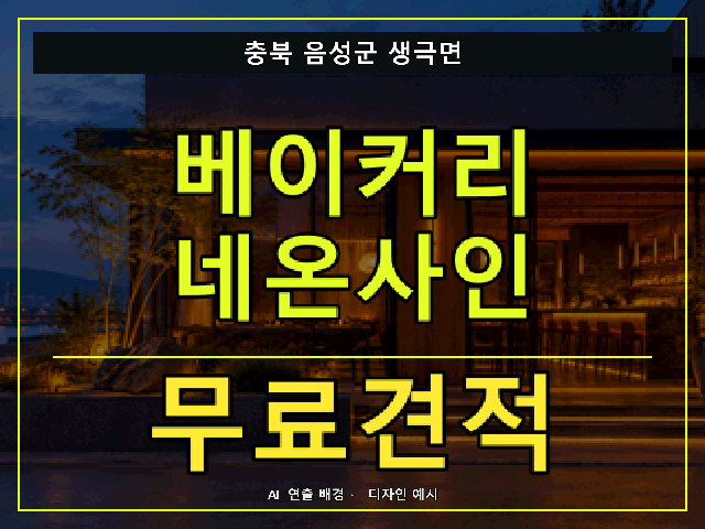 충북 음성군 생극면 베이커리 네온사인 무료견적 안내 썸네일 · AI 연출 배경