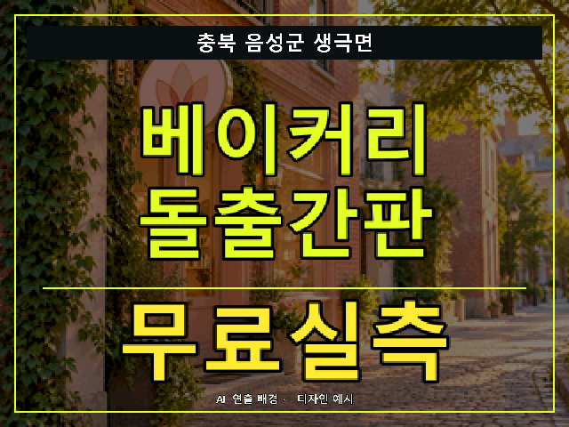 충북 음성군 생극면 베이커리 돌출간판 무료실측 안내 썸네일 · AI 연출 배경