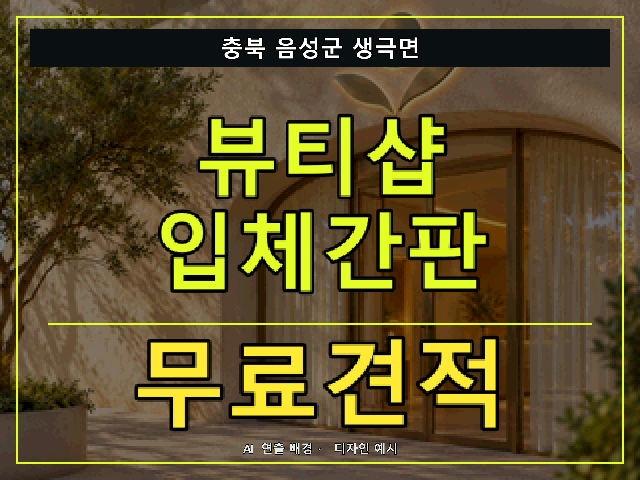 충북 음성군 생극면 뷰티샵 입체간판 무료견적 안내 썸네일 · AI 연출 배경