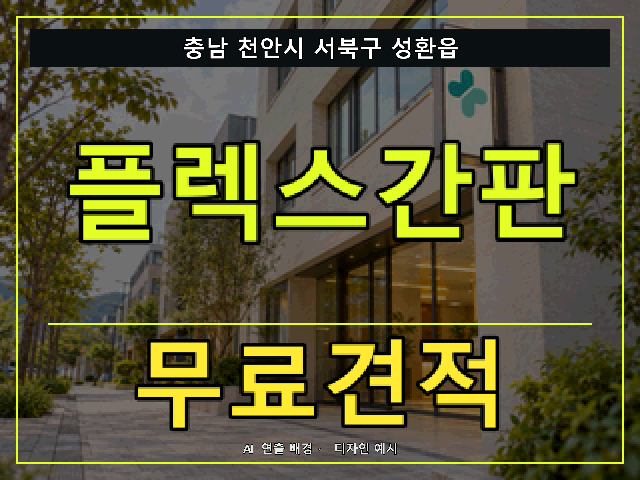 충남 천안시 서북구 성환읍 플렉스간판 무료견적 안내 썸네일 · AI 연출 배경