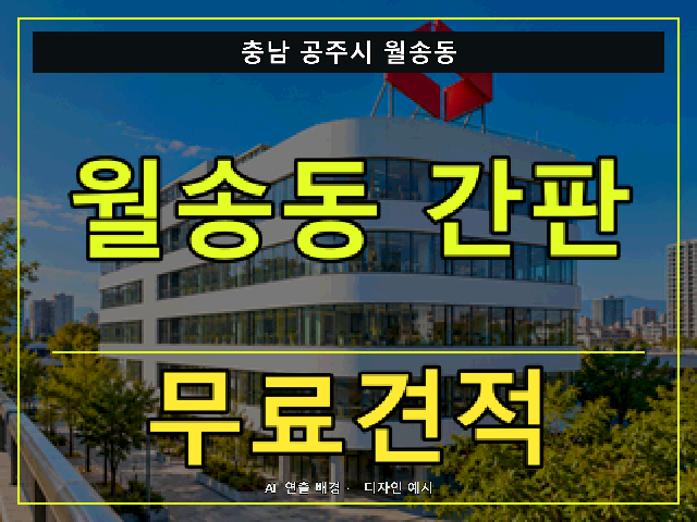 충남 공주시 월송동 간판 제작 무료견적 안내 썸네일 · AI 연출 배경