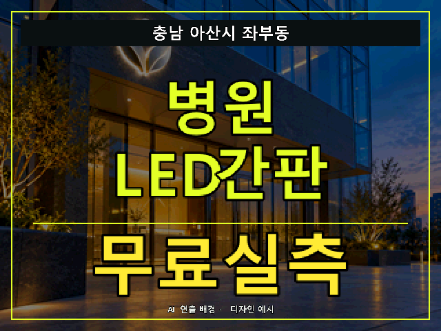충남 아산시 좌부동 병원 LED간판 무료실측 안내 썸네일 · AI 연출 배경