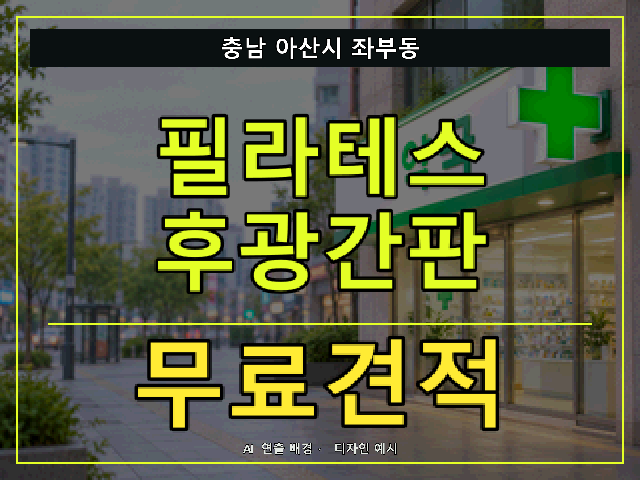 충남 아산시 좌부동 필라테스 후광간판 무료견적 안내 썸네일 · AI 연출 배경
