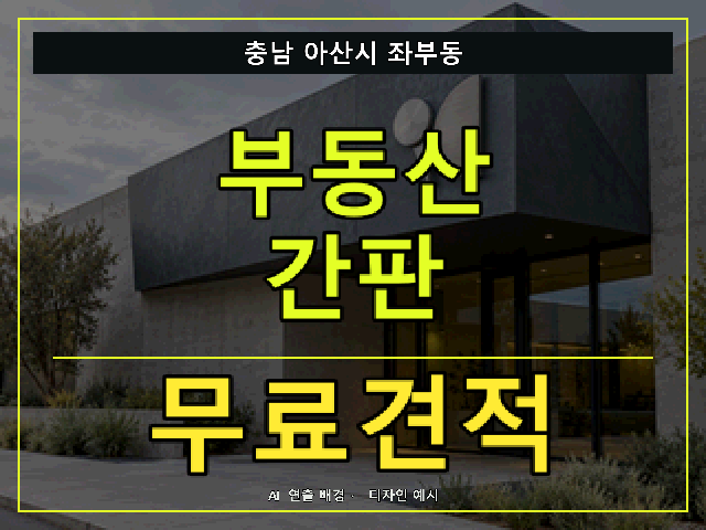 충남 아산시 좌부동 부동산 간판 무료견적 안내 썸네일 · AI 연출 배경