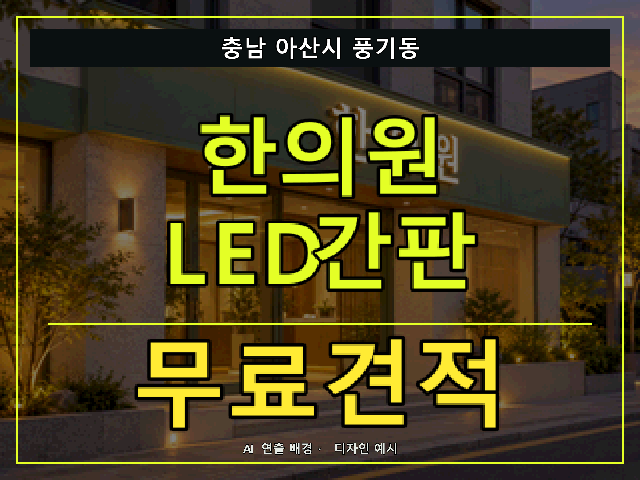충남 아산시 풍기동 한의원 LED간판 무료견적 안내 썸네일 · AI 연출 배경