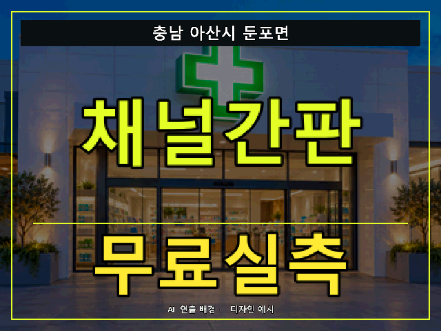 충남 아산시 둔포면 채널간판 무료실측 안내 썸네일 · AI 연출 배경