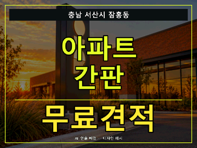 충남 서산시 잠홍동 아파트 간판 무료견적 안내 썸네일 · AI 연출 배경
