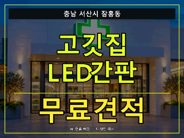 충남 서산시 잠홍동 고깃집 LED간판 무료견적 안내 썸네일 · AI 연출 배경
