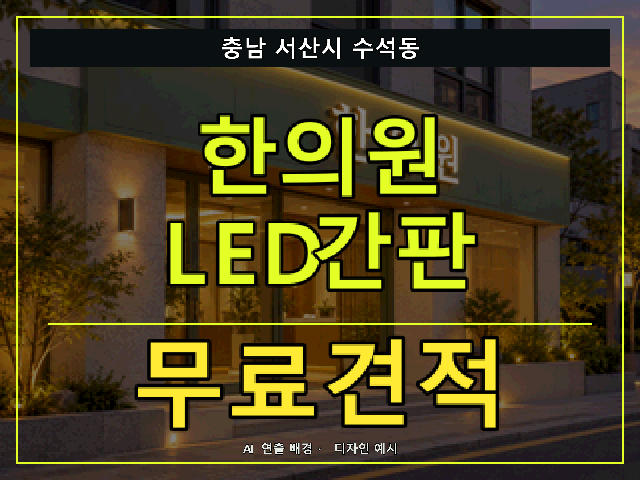 충남 서산시 수석동 한의원 LED간판 무료견적 안내 썸네일 · AI 연출 배경