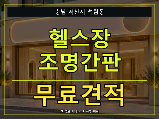 충남 서산시 석림동 헬스장 조명간판 무료견적 안내 썸네일 · AI 연출 배경