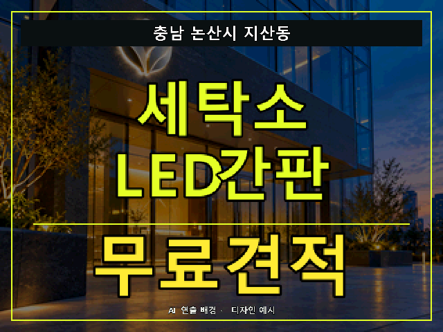 충남 논산시 지산동 세탁소 LED간판 무료견적 안내 썸네일 · AI 연출 배경