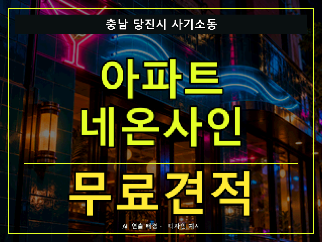 충남 당진시 사기소동 아파트 네온사인 무료견적 안내 썸네일 · AI 연출 배경