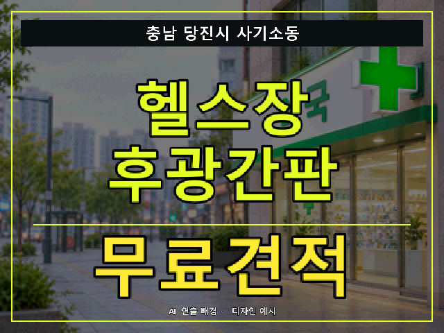 충남 당진시 사기소동 헬스장 후광간판 무료견적 안내 썸네일 · AI 연출 배경