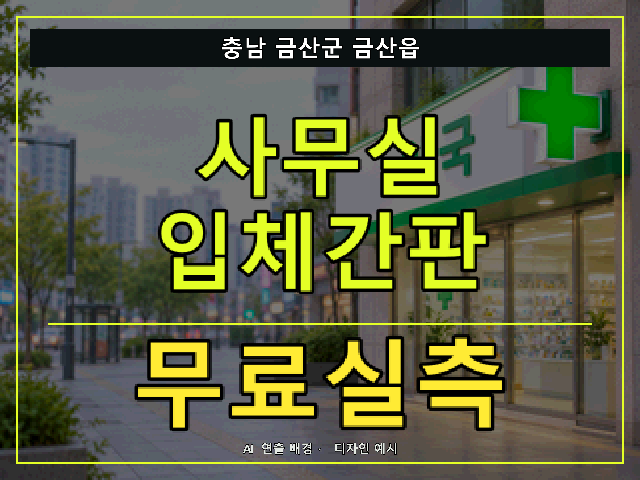 충남 금산군 금산읍 사무실 입체간판 무료실측 안내 썸네일 · AI 연출 배경
