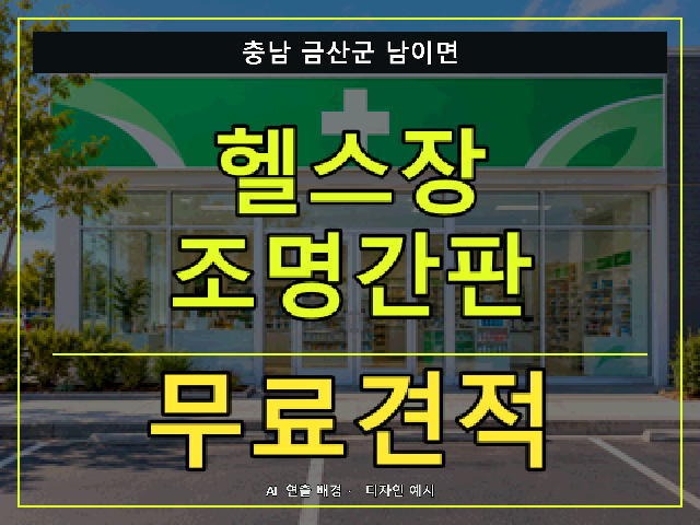 충남 금산군 남이면 헬스장 조명간판 무료견적 안내 썸네일 · AI 연출 배경
