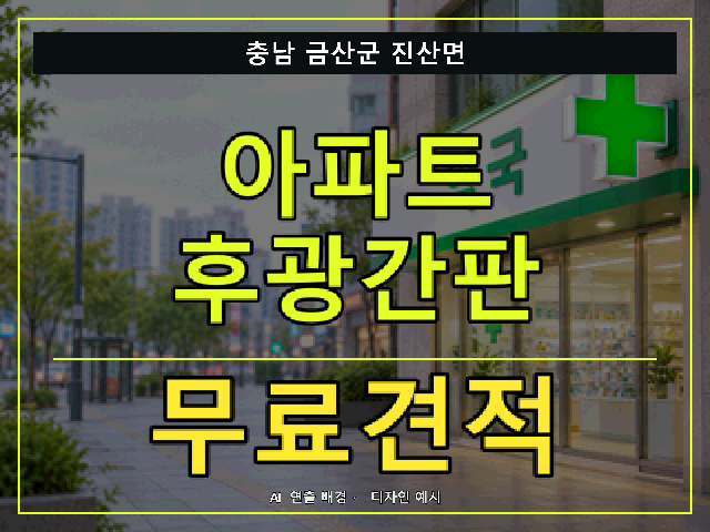 충남 금산군 진산면 아파트 후광간판 무료견적 안내 썸네일 · AI 연출 배경