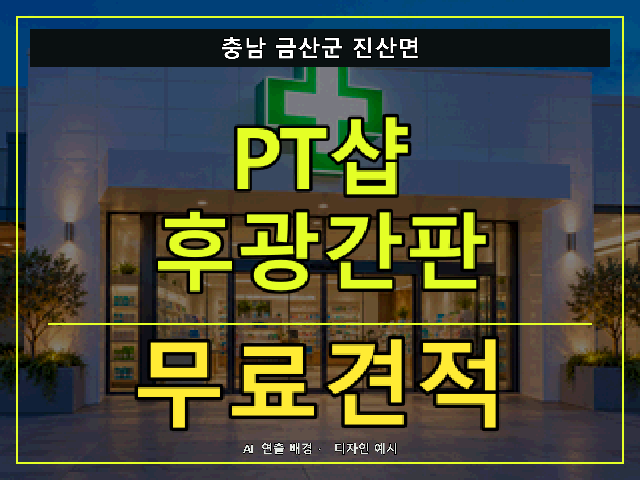 충남 금산군 진산면 PT샵 후광간판 무료견적 안내 썸네일 · AI 연출 배경